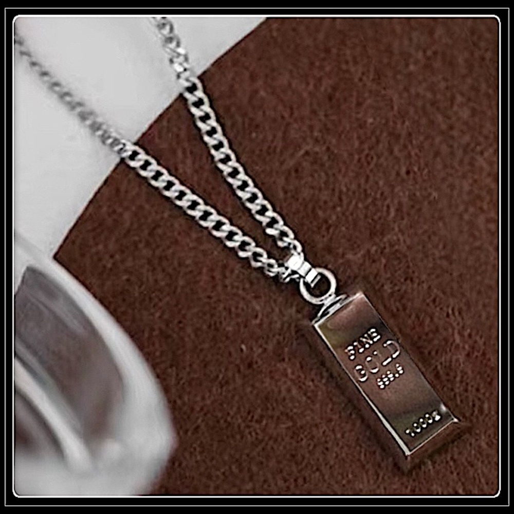 Boss bullion block icon entrepreneur status rich cash white gold digger necklace